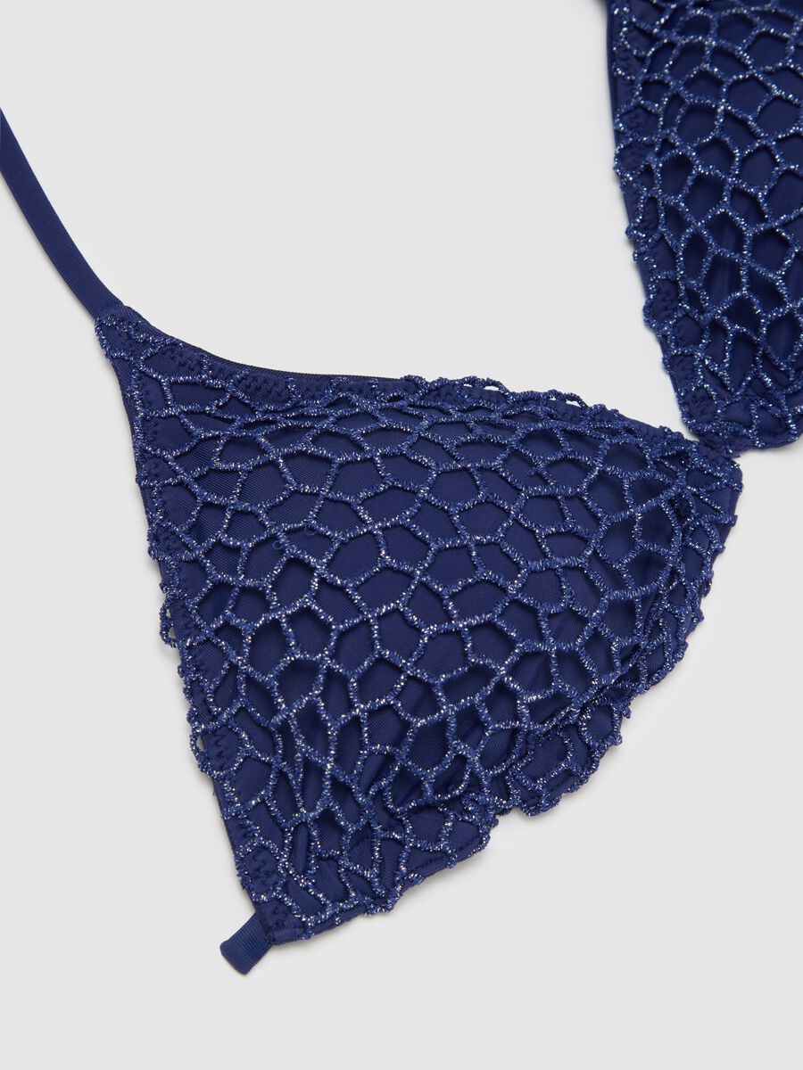 Women's Bikini Top in Stretch Blue Fabric_6