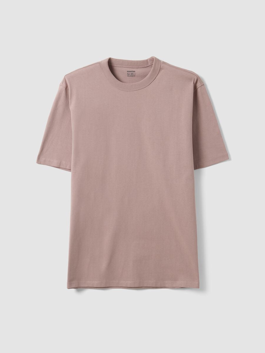 Pink pure cotton crew-neck T-shirt, relaxed fit_4
