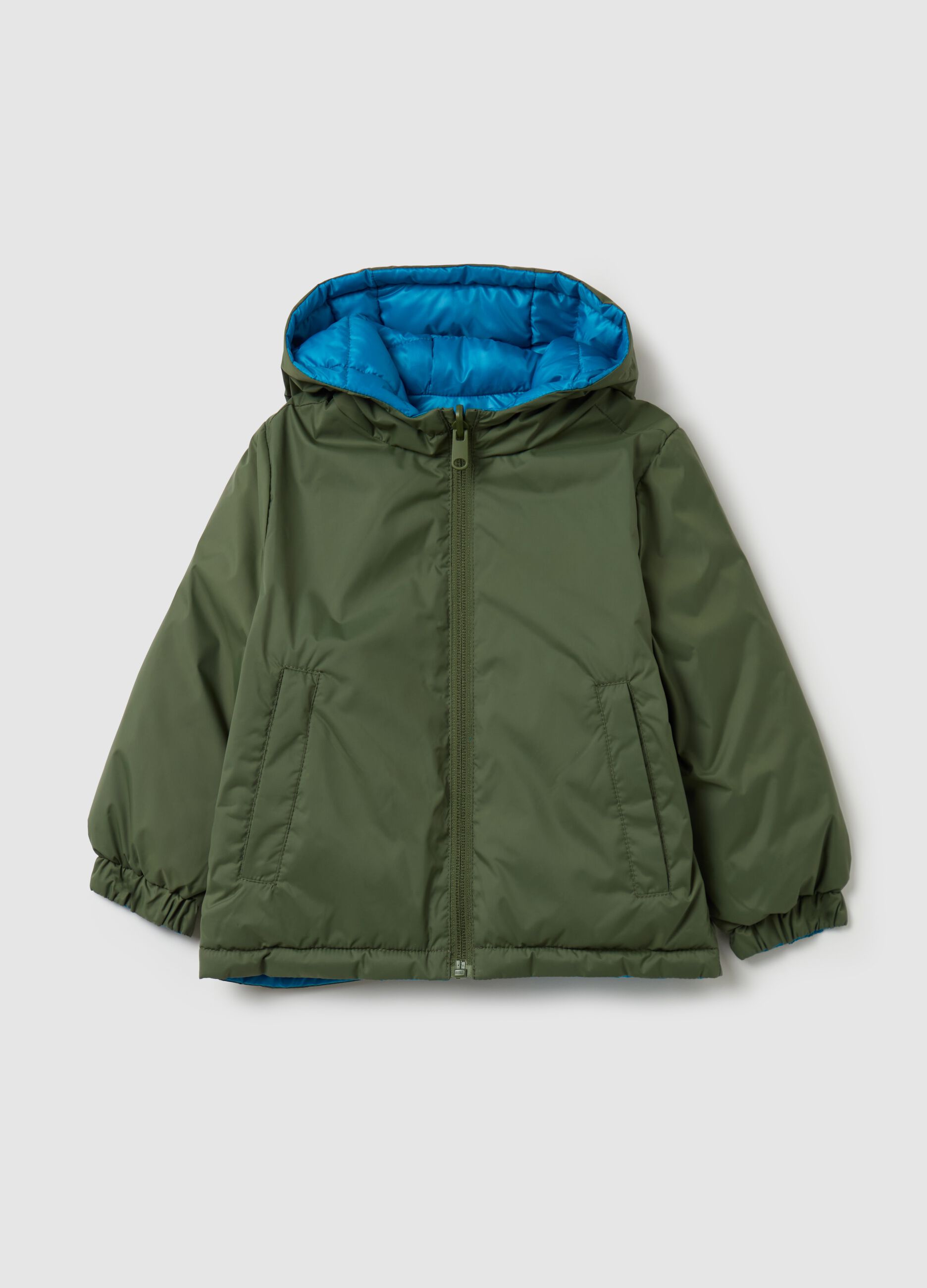 Ultralight reversible down jacket with hood