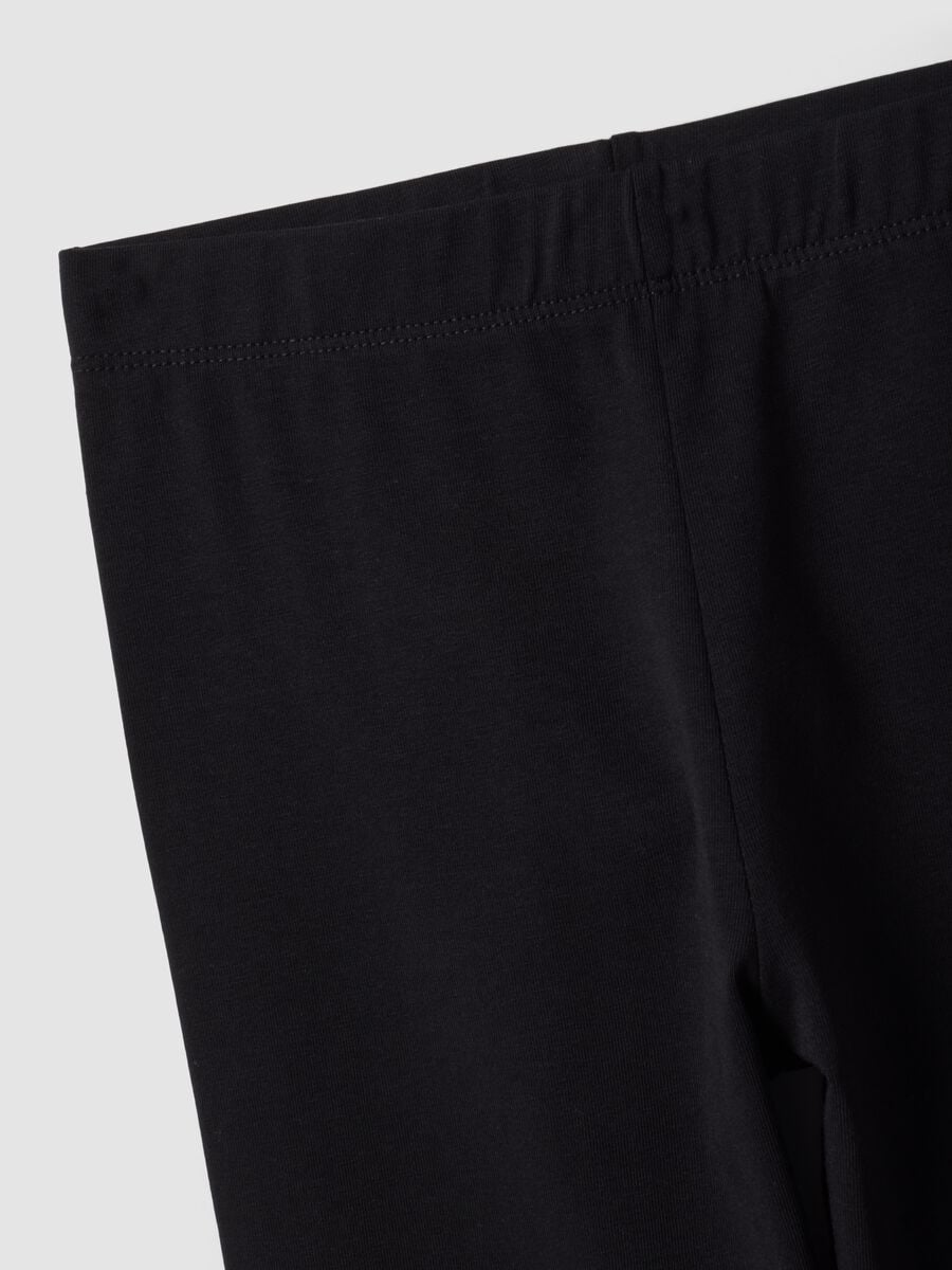 Leggings skinny neri in misto cotone organico elasticizzato per ragazza_2