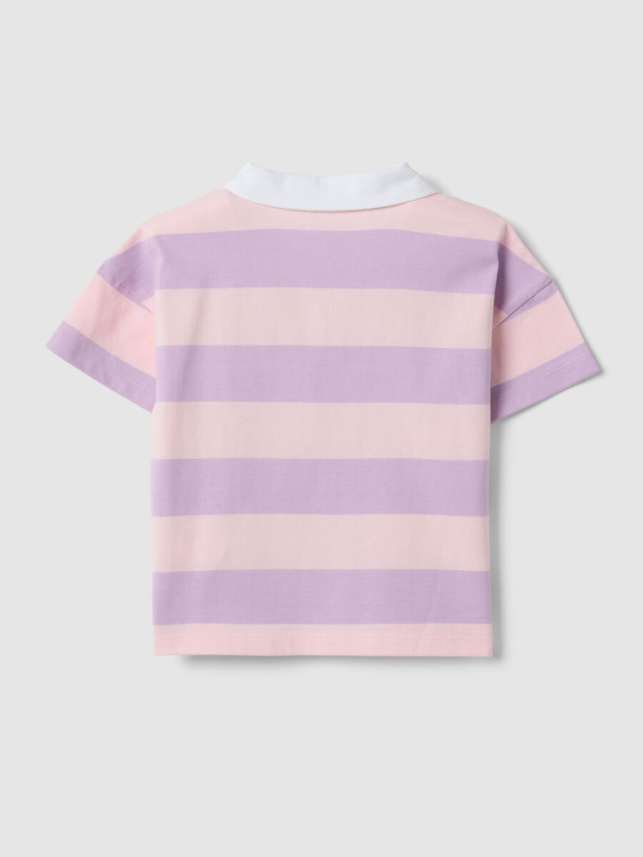 Polo in puro cotone a righe multicolor oversize fit per bambina_1