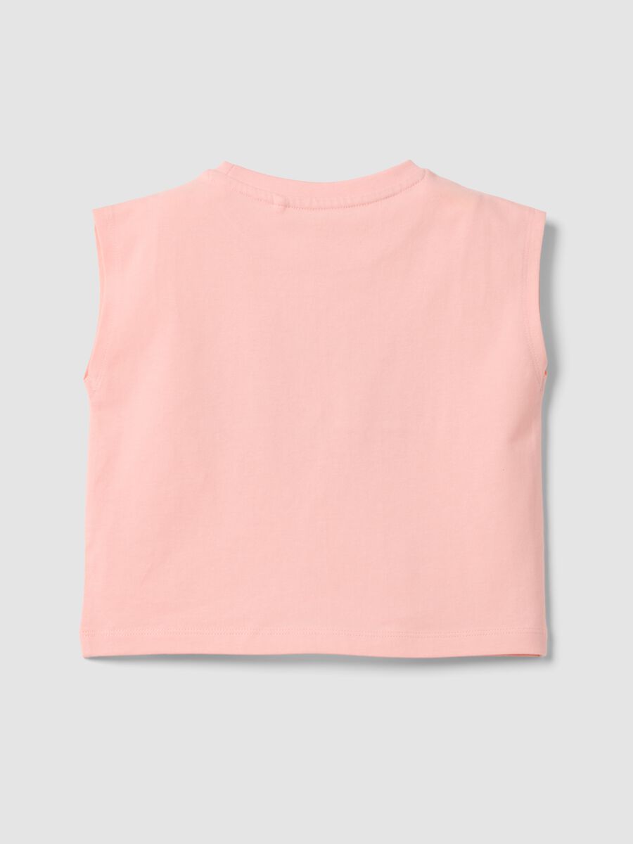 Pink pure cotton vest top with rainbow print_1
