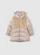 Beige padded jacket for girls with zip and hood_0