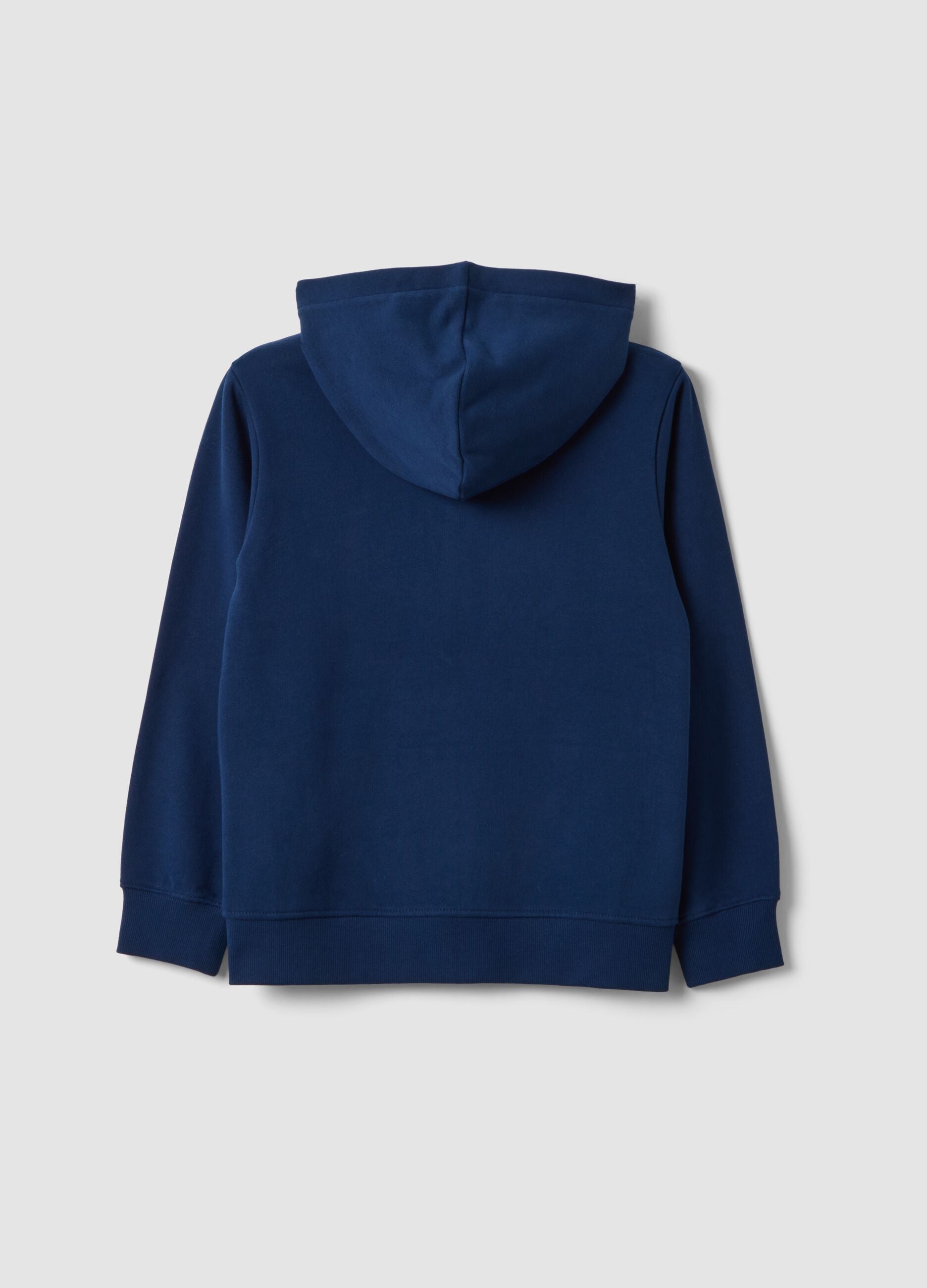 Felpa blu navy in puro cotone organico con girocollo