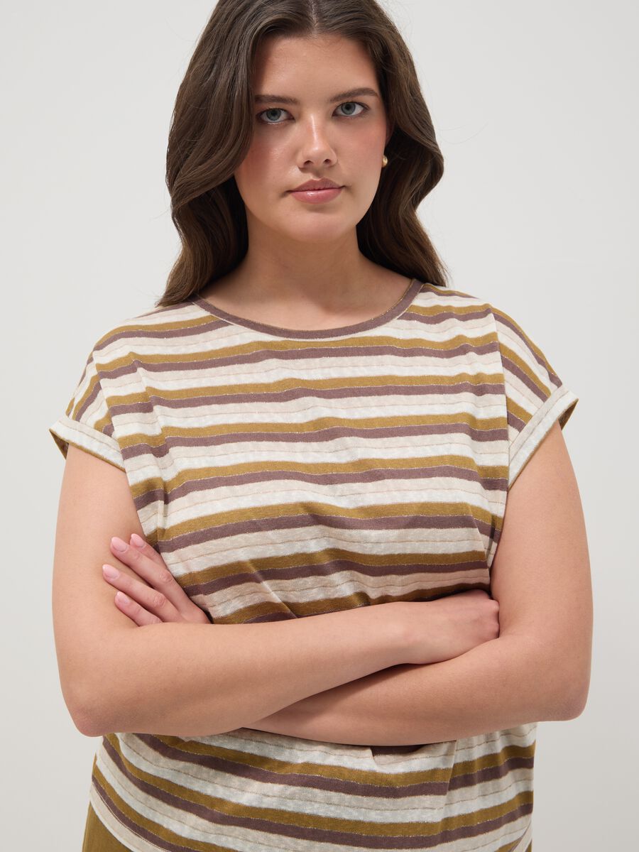 Regular-fit multicolour striped viscose-blend T-shirt_3