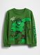 Green long-sleeved cotton t-shirt with Hulk print_0