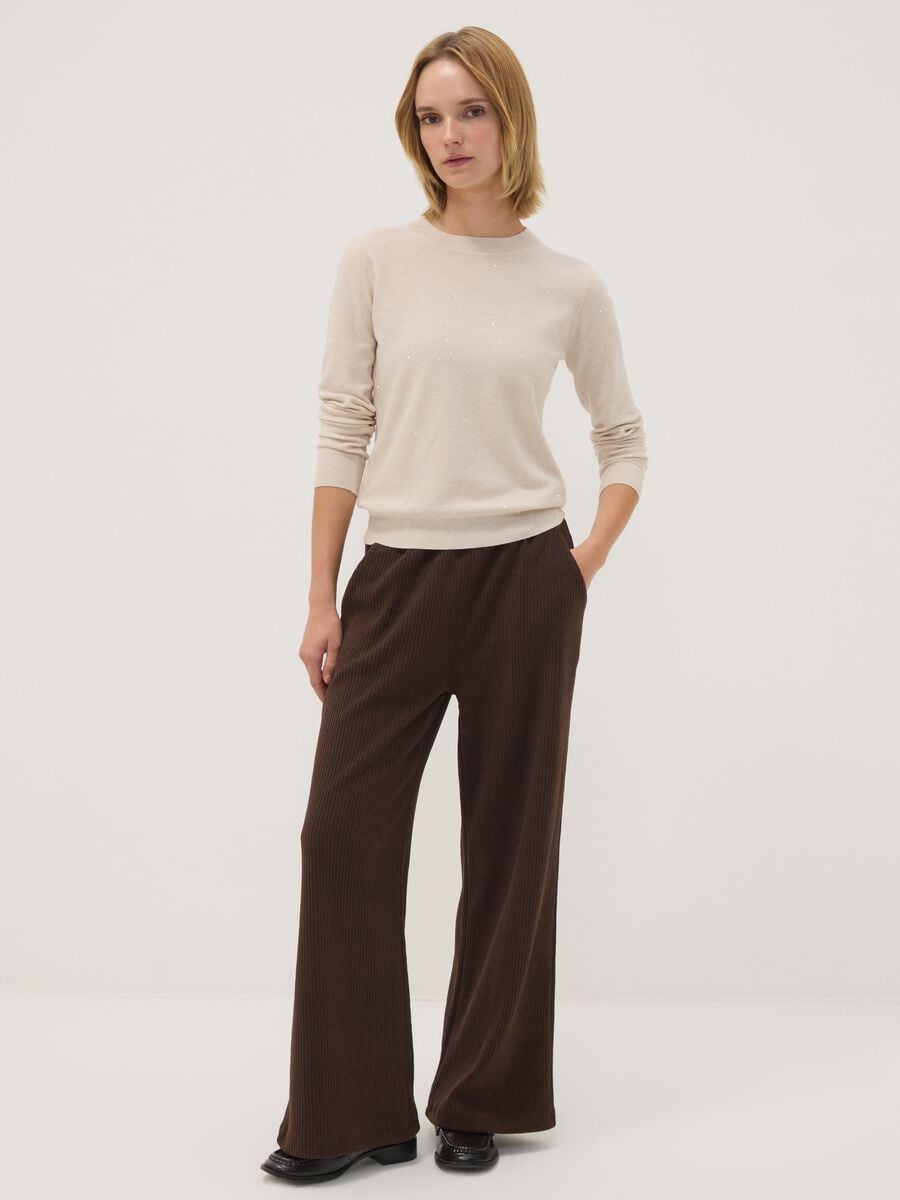 Camel viscose-blend jumper with sequins, regular fit_2