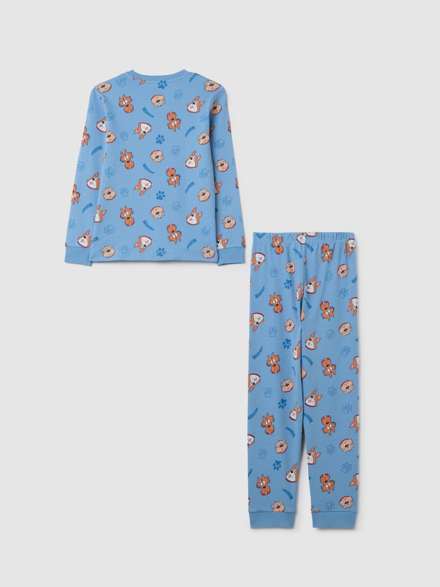 Blue children's pyjamas in pure cotton with print_1