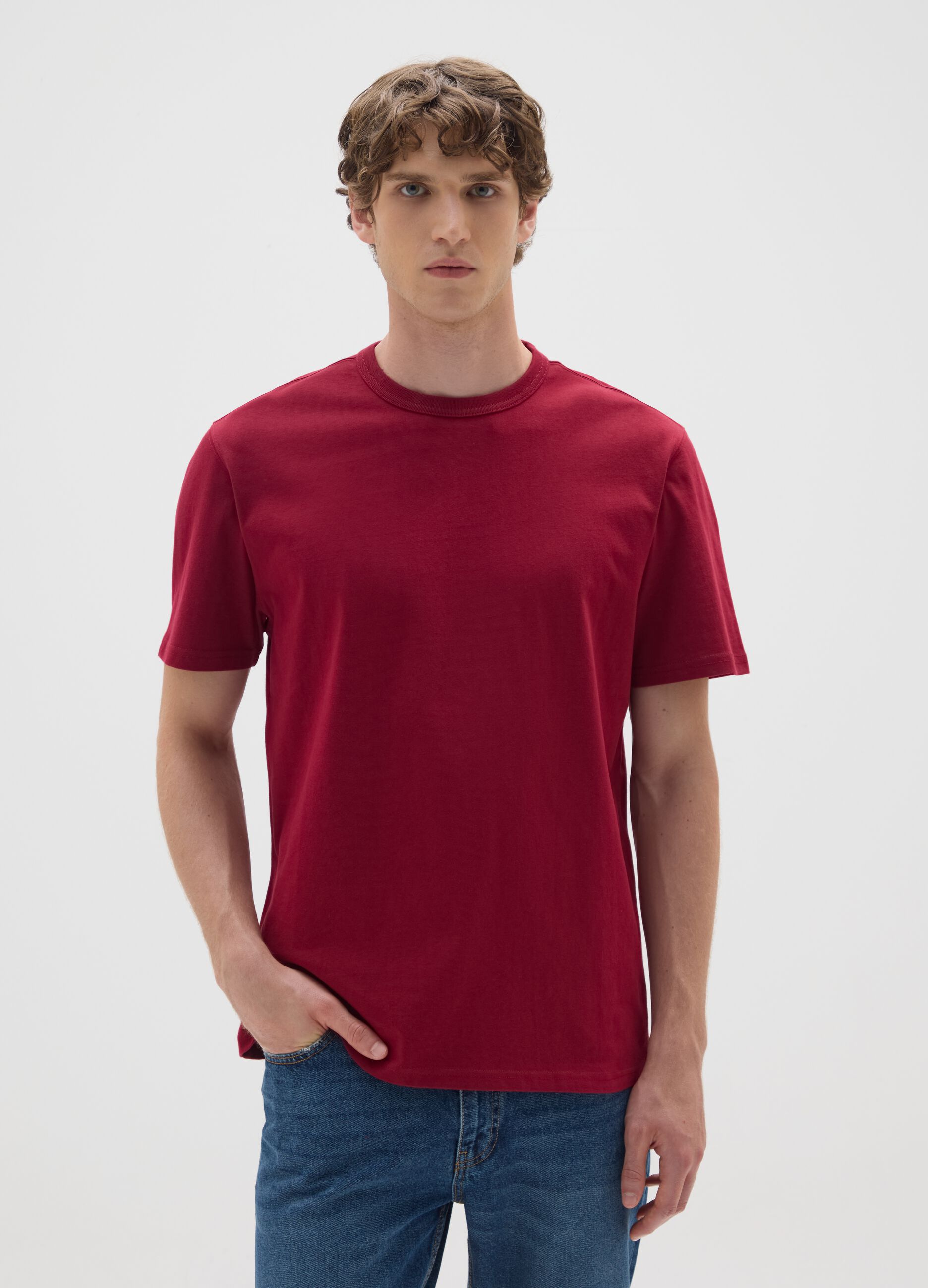 Red pure cotton regular fit T-shirt