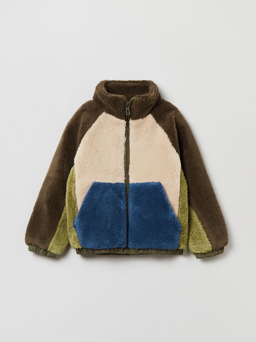 Full-zip in sherpa color block_0