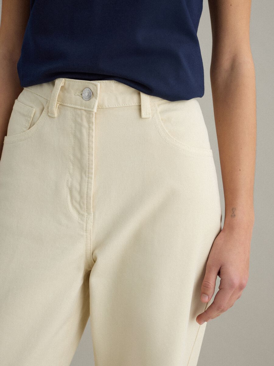 Straight Beige Stretch Cotton Chino Trousers_3