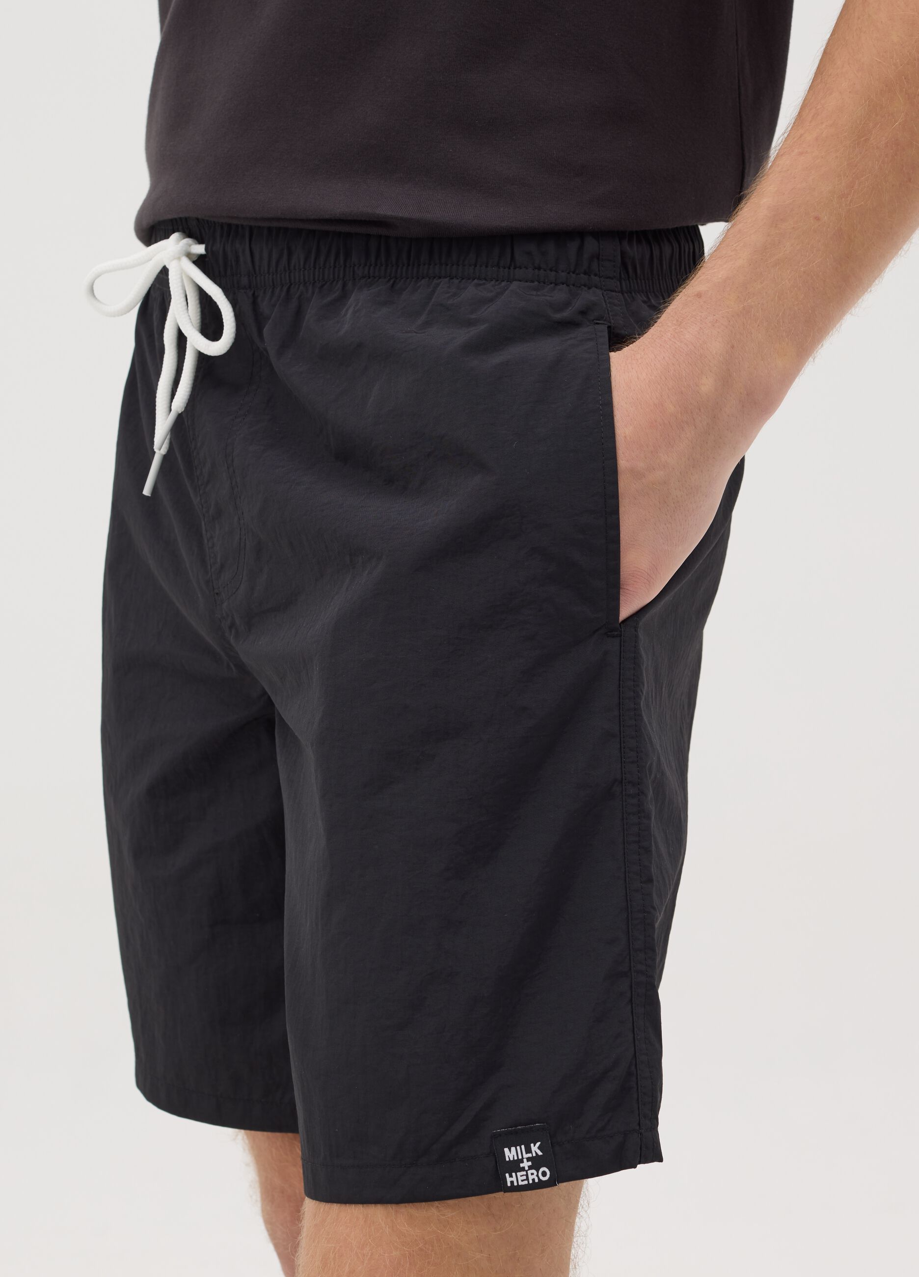 Black swim boxers with waist elastic Milk+Hero
