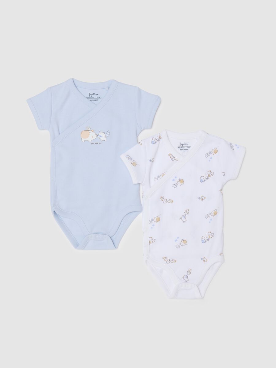 Two-pack multicolour newborn bodysuit in pure cotton_0