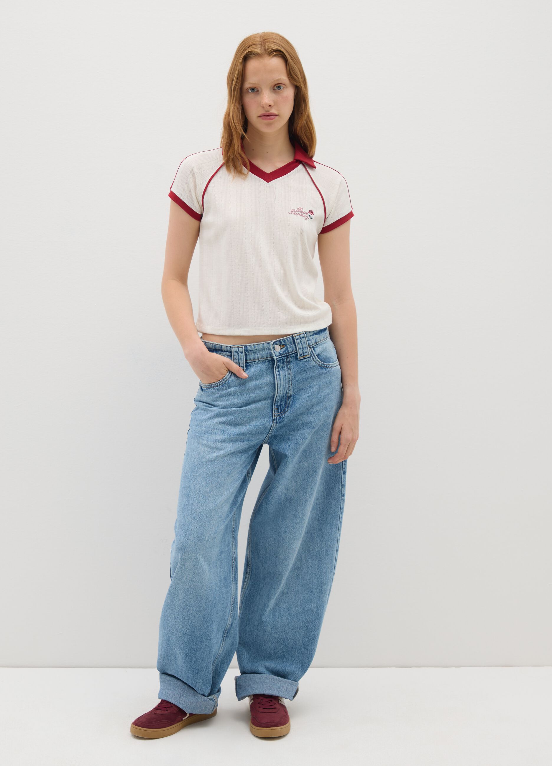 Mixed Polo with Multicolour Embroidery