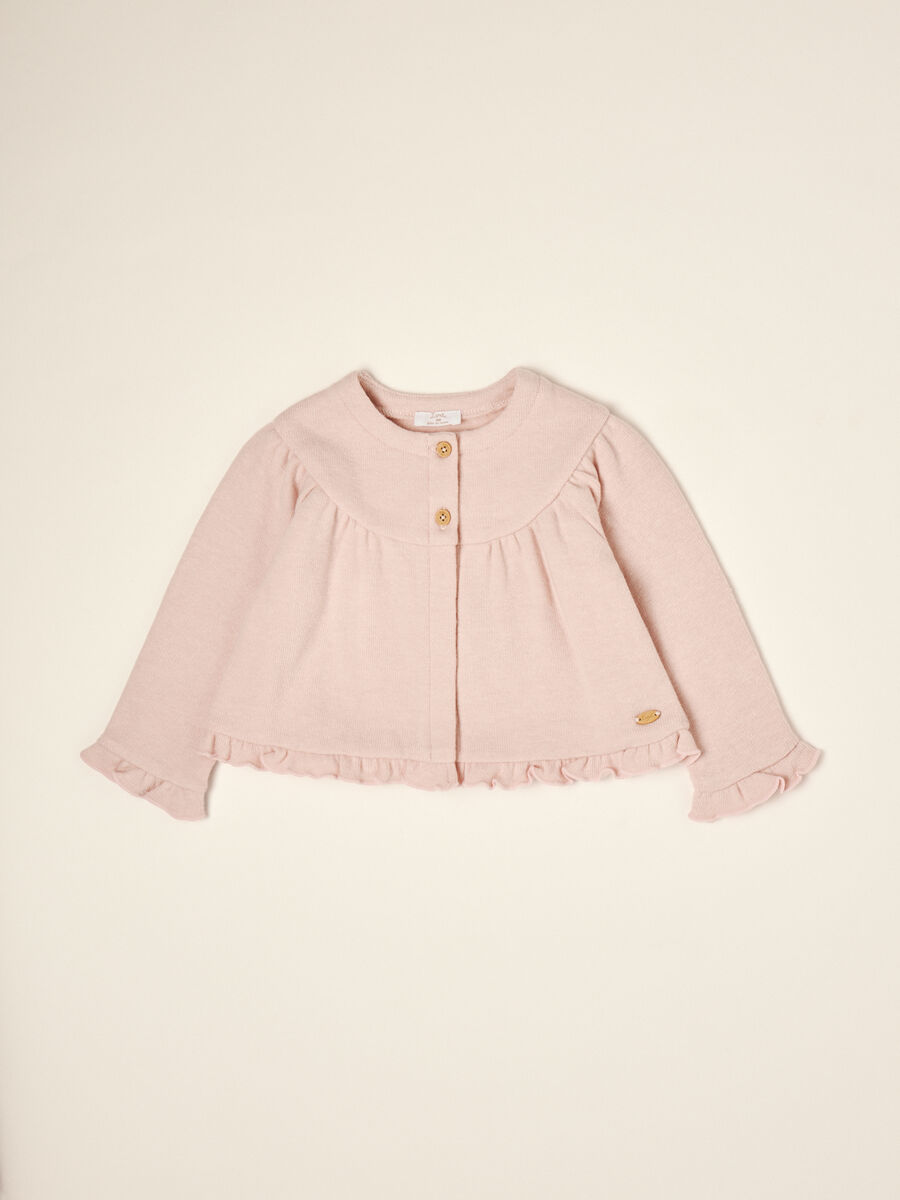 Pink cotton and stretch viscose sweatshirt, regular fit_0