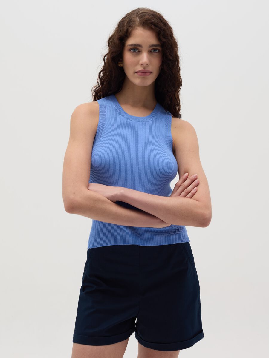 Ribbed tank top with halter neck_1