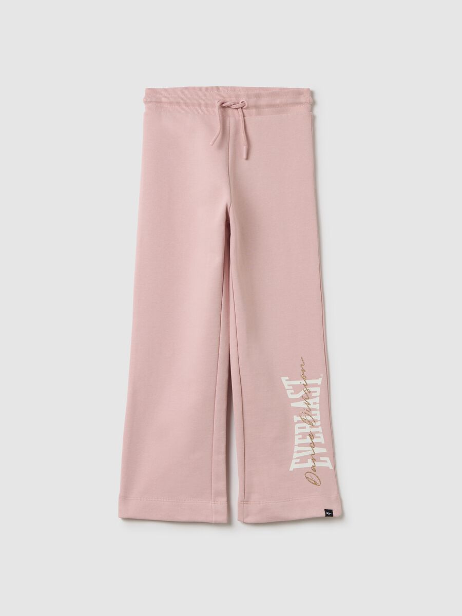 Pink joggers with drawstring and logo print with glitter details_0