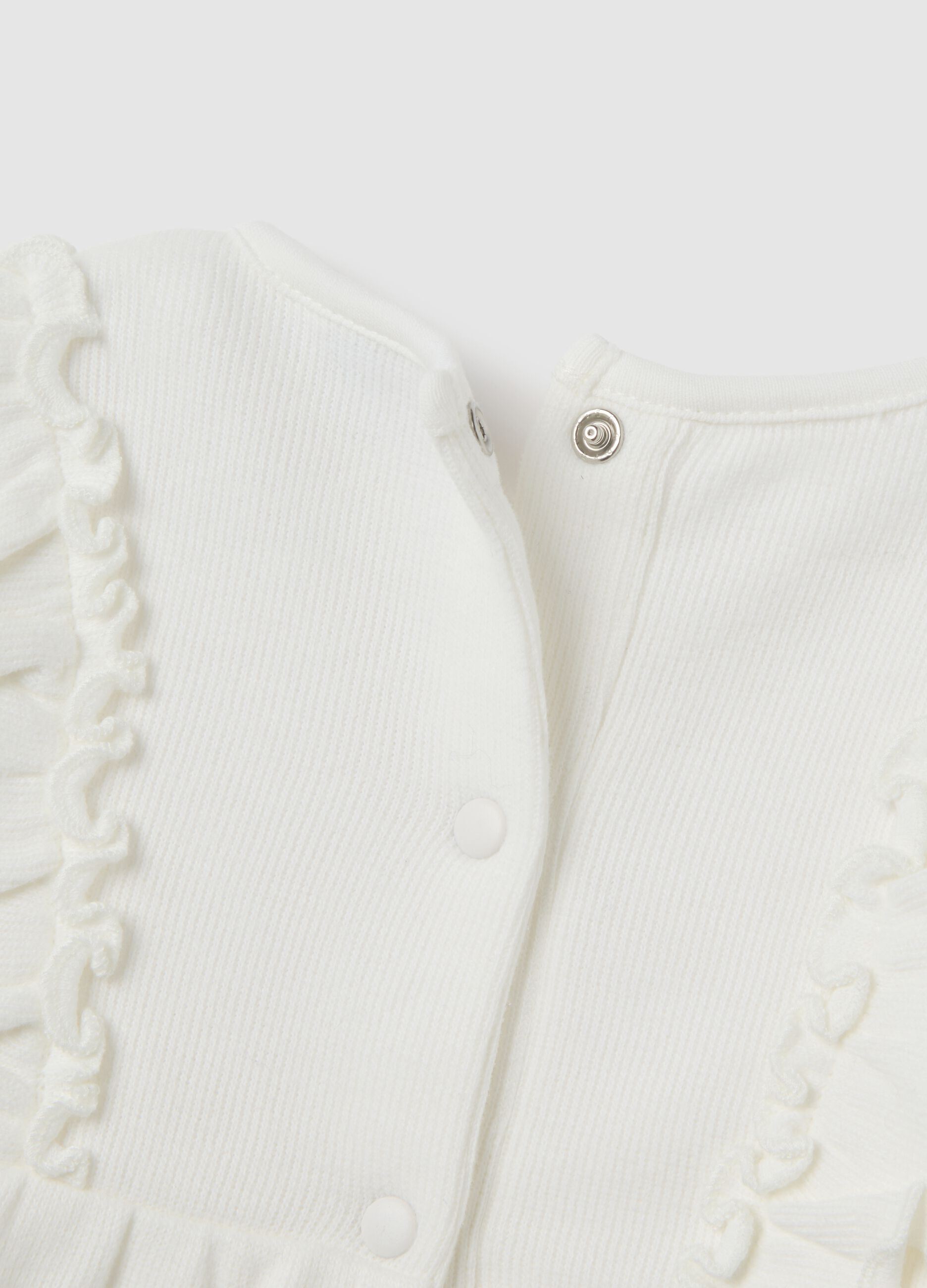 White pure cotton baby romper with zip