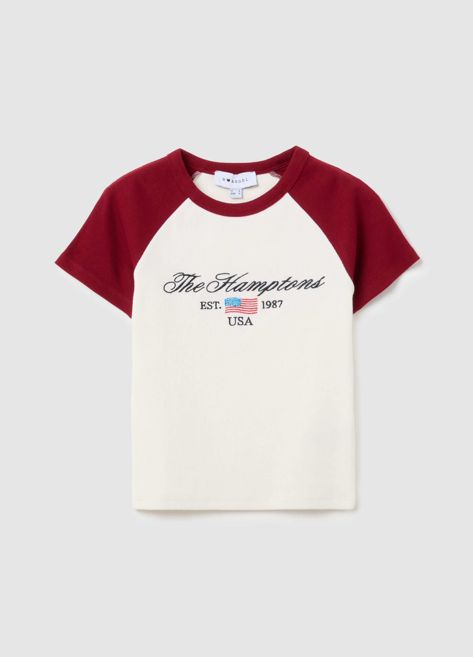 T-shirt in cotone elasticizzato multicolor fitted