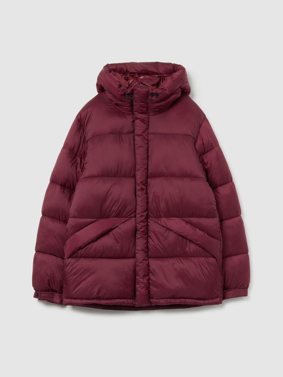 Piumino The Iconic Puffer bordeaux con cappuccio regolabile_5