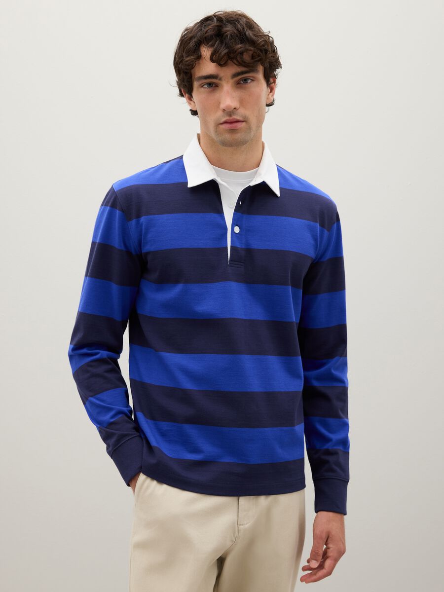 Blue pure cotton polo shirt regular fit_1
