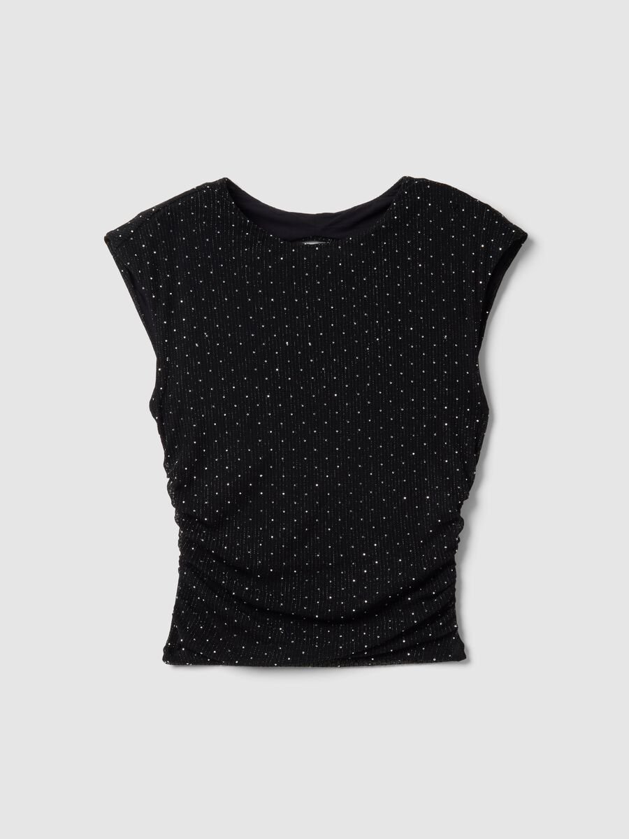 Top senza maniche nero regular fit con schiena scoperta e strass_4