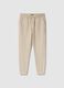 Beige cotton blend jogger trousers regular fit_4