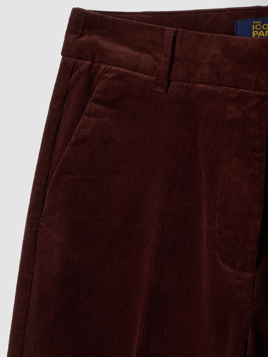 Pantaloni The Iconic Pants marroni in cotone elasticizzato a coste straight fit_5