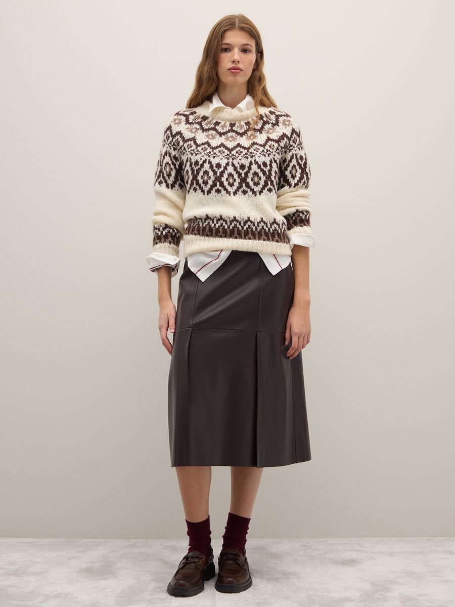 Beige pullover with multicolour jacquard patterns regular fit_2