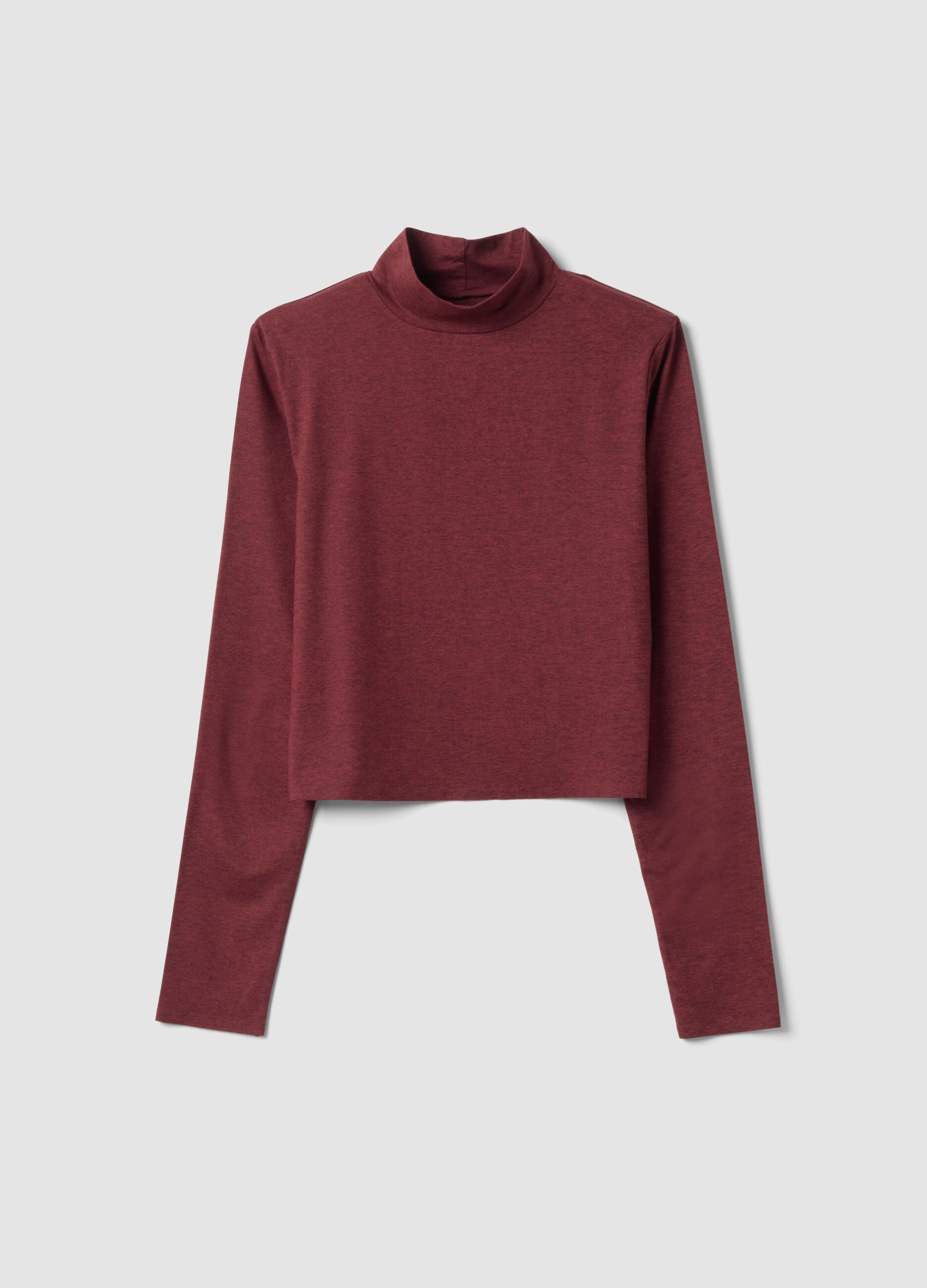 T-shirt rossa crop in tessuto elasticizzato con collo rialzato Easy Dry ALTAVIA STUDIO