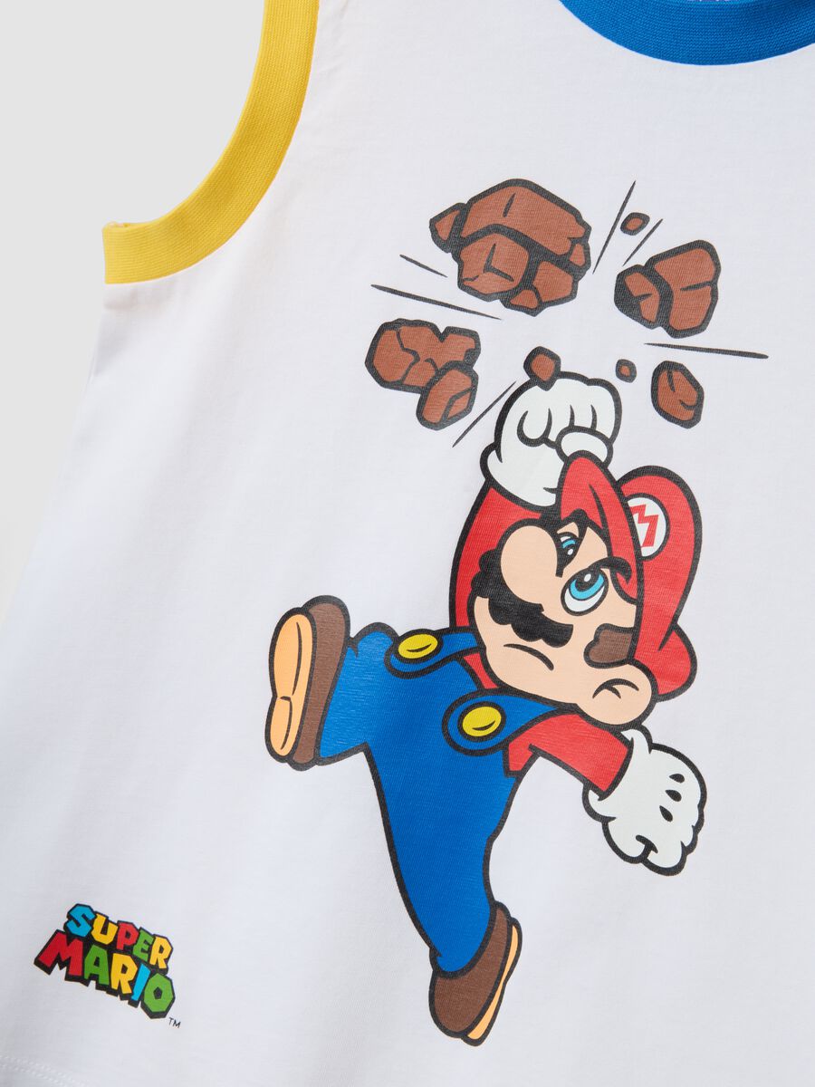 Canottiera in puro cotone bianco da bambino con Super Mario_3
