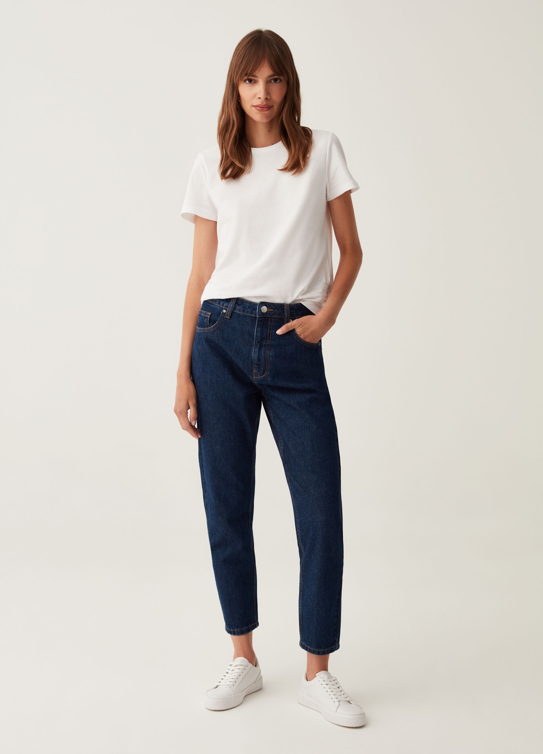 Jeans mom fit slim cinque tasche_0