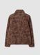 Brown crew-neck zip sweatshirt, regular fit_1