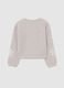 Beige Cotton Blend Regular Fit Sweatshirt with Embroidered Flowers for Girls_1