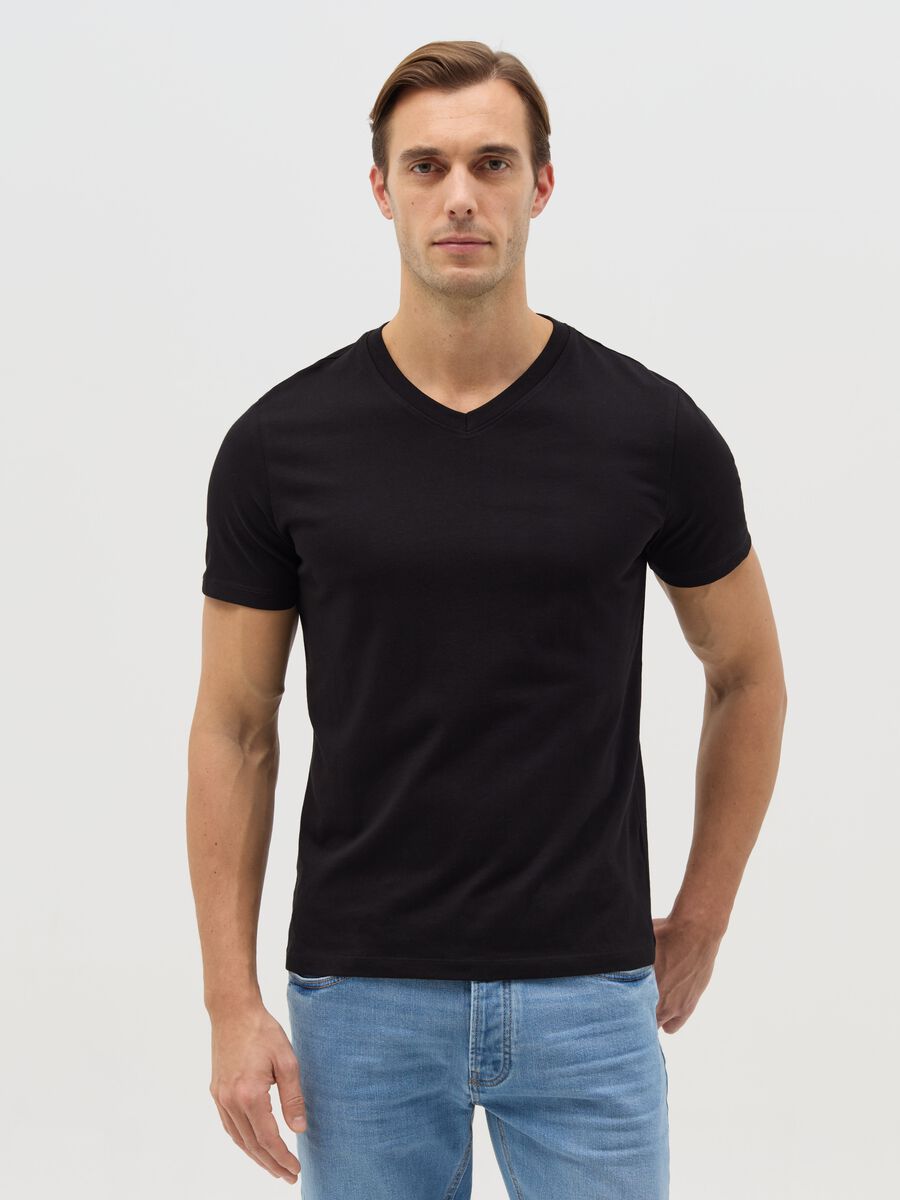 Cotton V-neck T-shirt_0