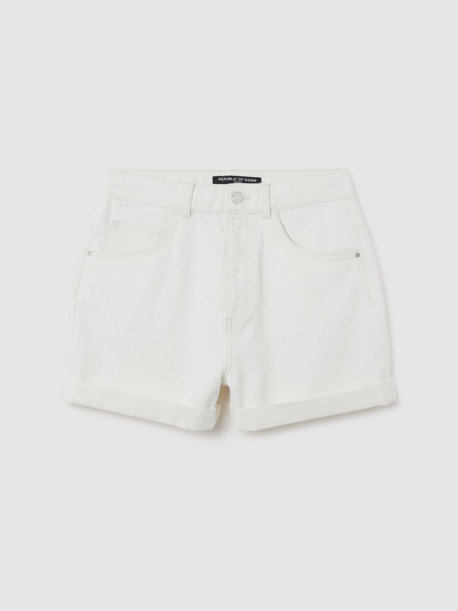 Shorts da donna in puro cotone bianchi regular fit_0