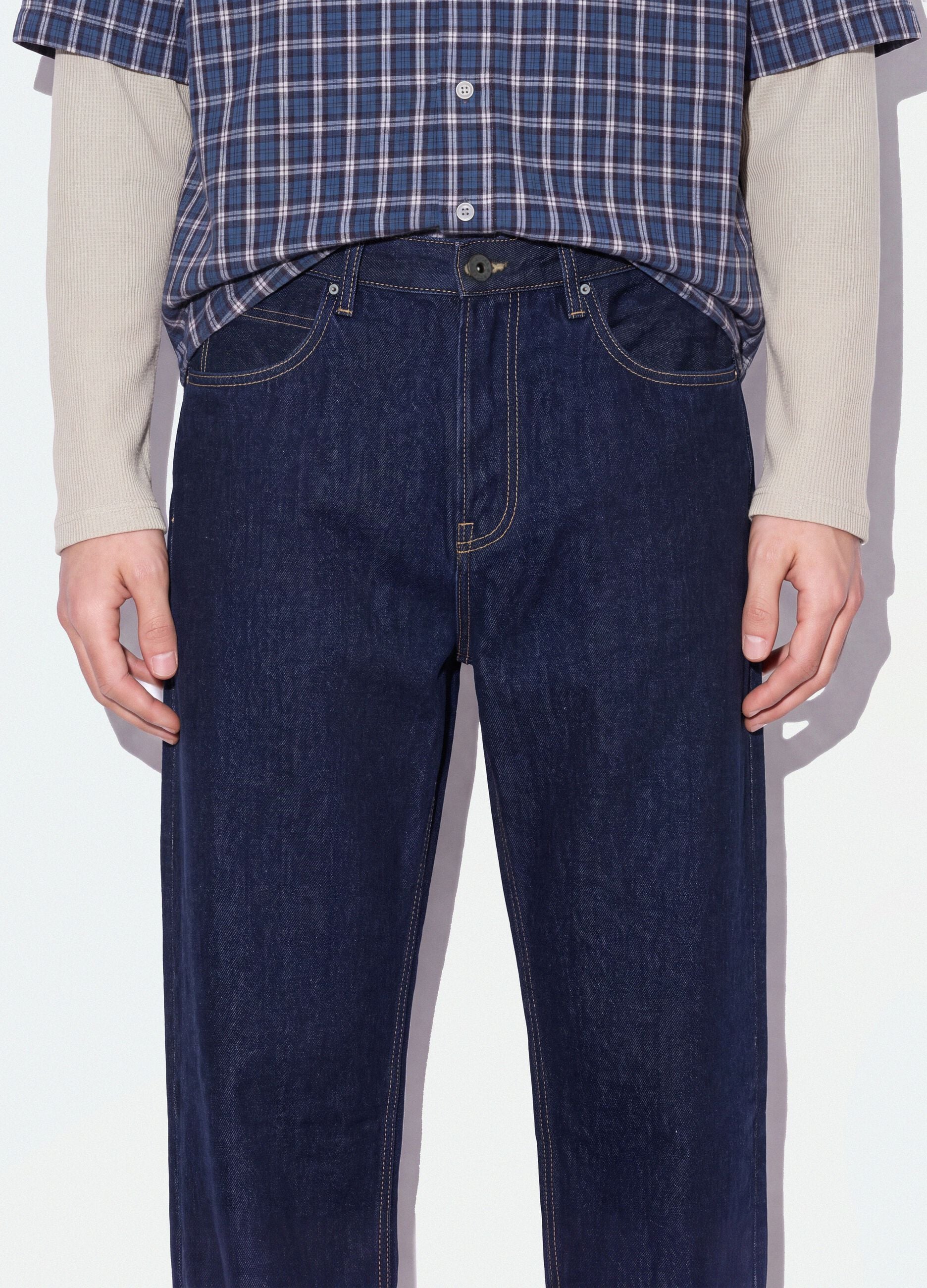 Blue denim jeans in pure cotton, baggy fit