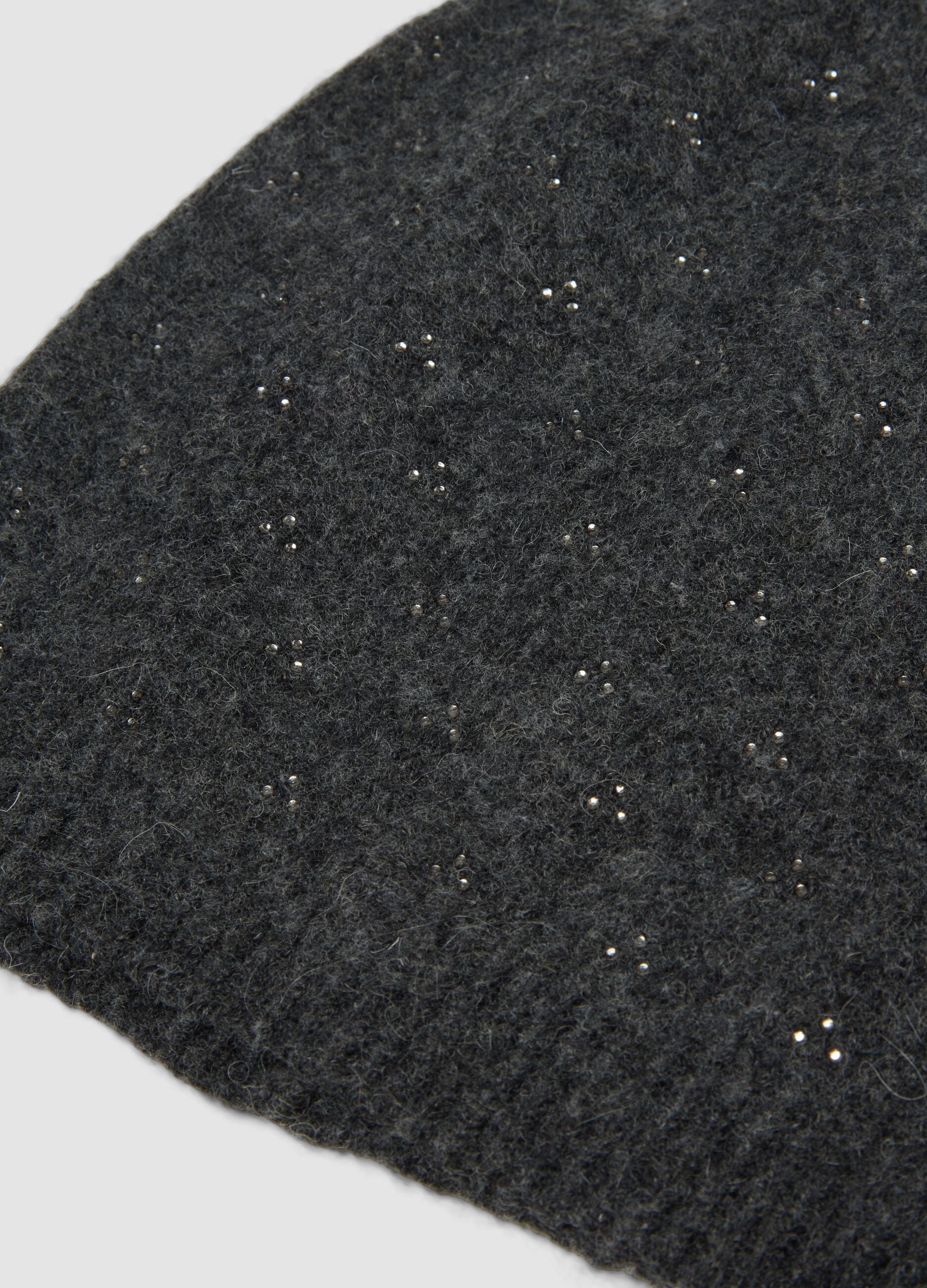 Grey viscose and stretch wool beanie