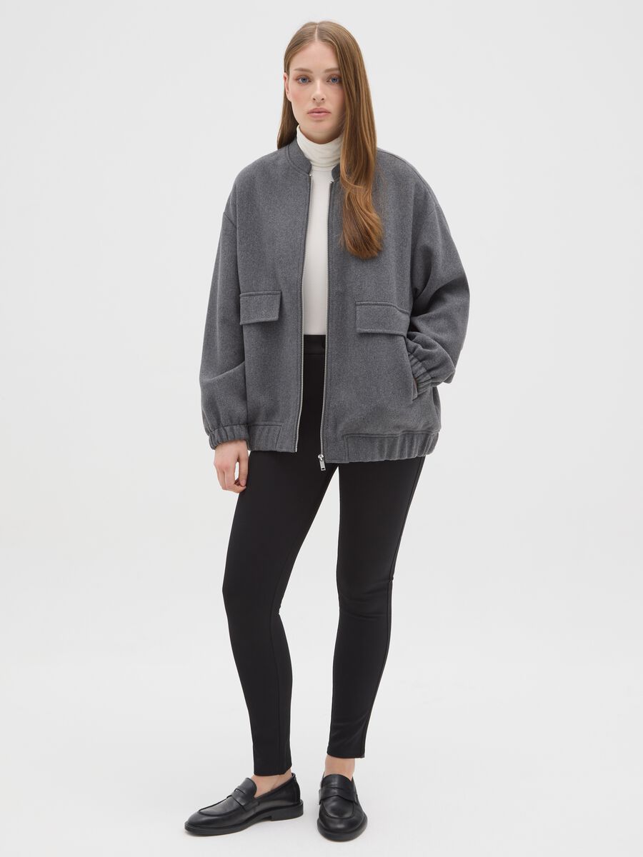 Black Stretch Regular Fit Leggings_0