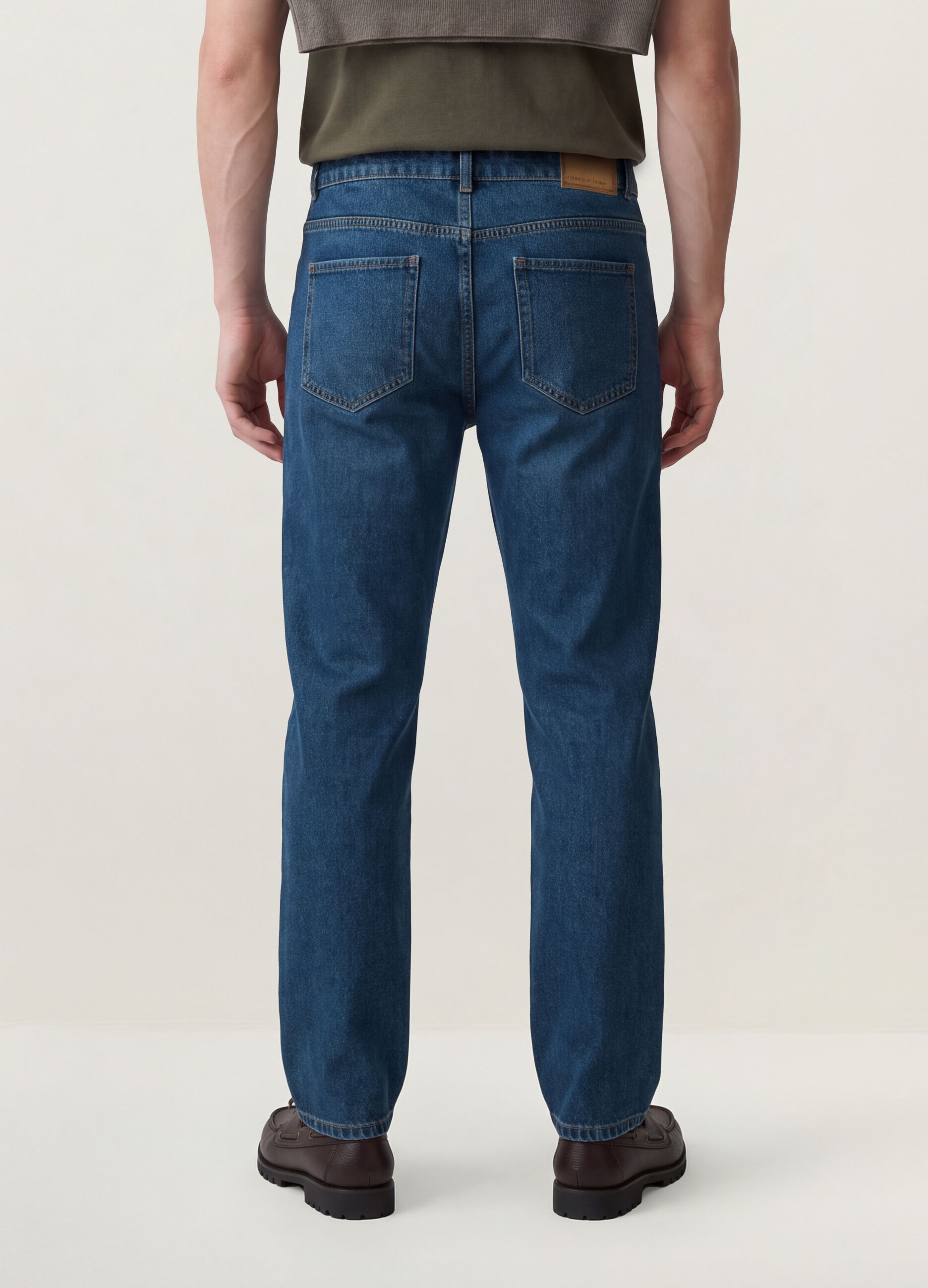 Jeans denim blu in misto cotone e viscosa regular fit