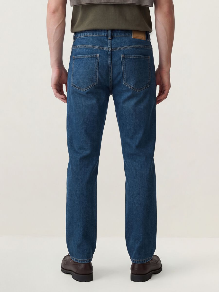 Jeans denim blu in misto cotone e viscosa regular fit_3