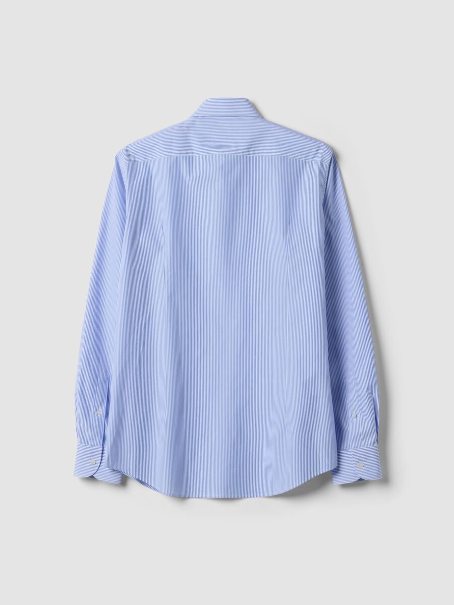 Camicia azzurra in puro cotone a righe slim fit_2