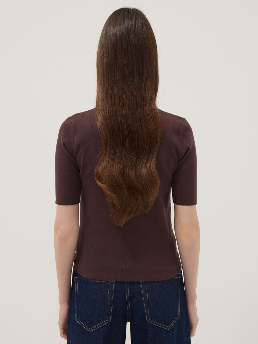 Maglia polo marrone di misto viscosa regular fit_3