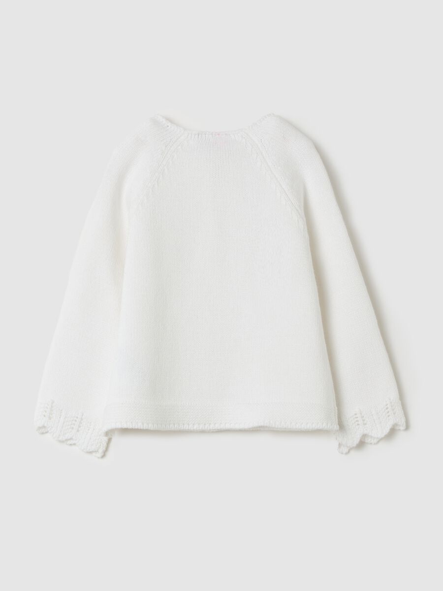 Cotton cardigan with openwork design_1