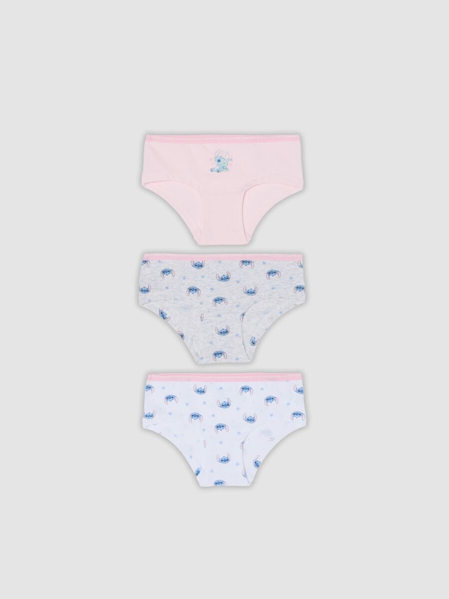 Tripack di slip multicolor in cotone organico elasticizzato con stampe Lilo & Stitch_0