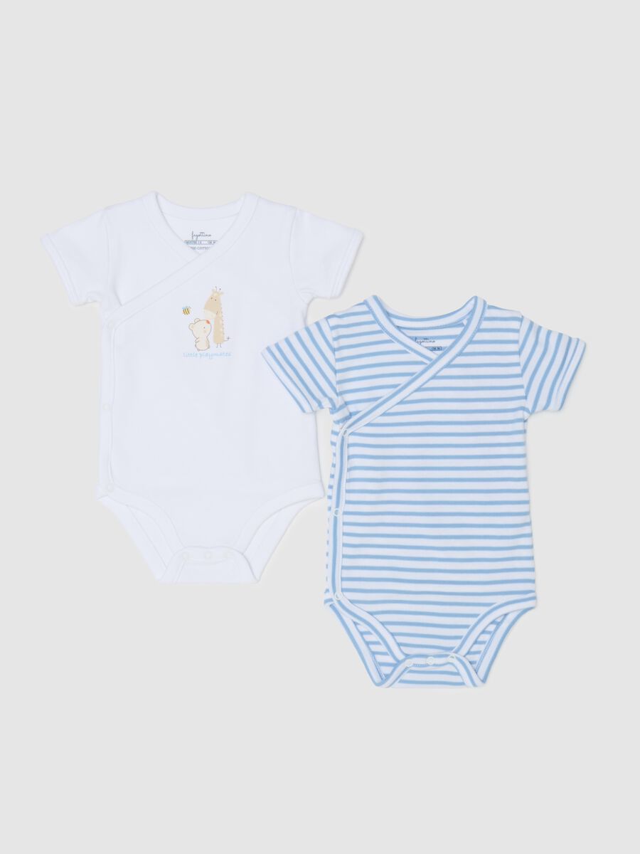 Two-pack bodysuits in organic cotton with V neck_0