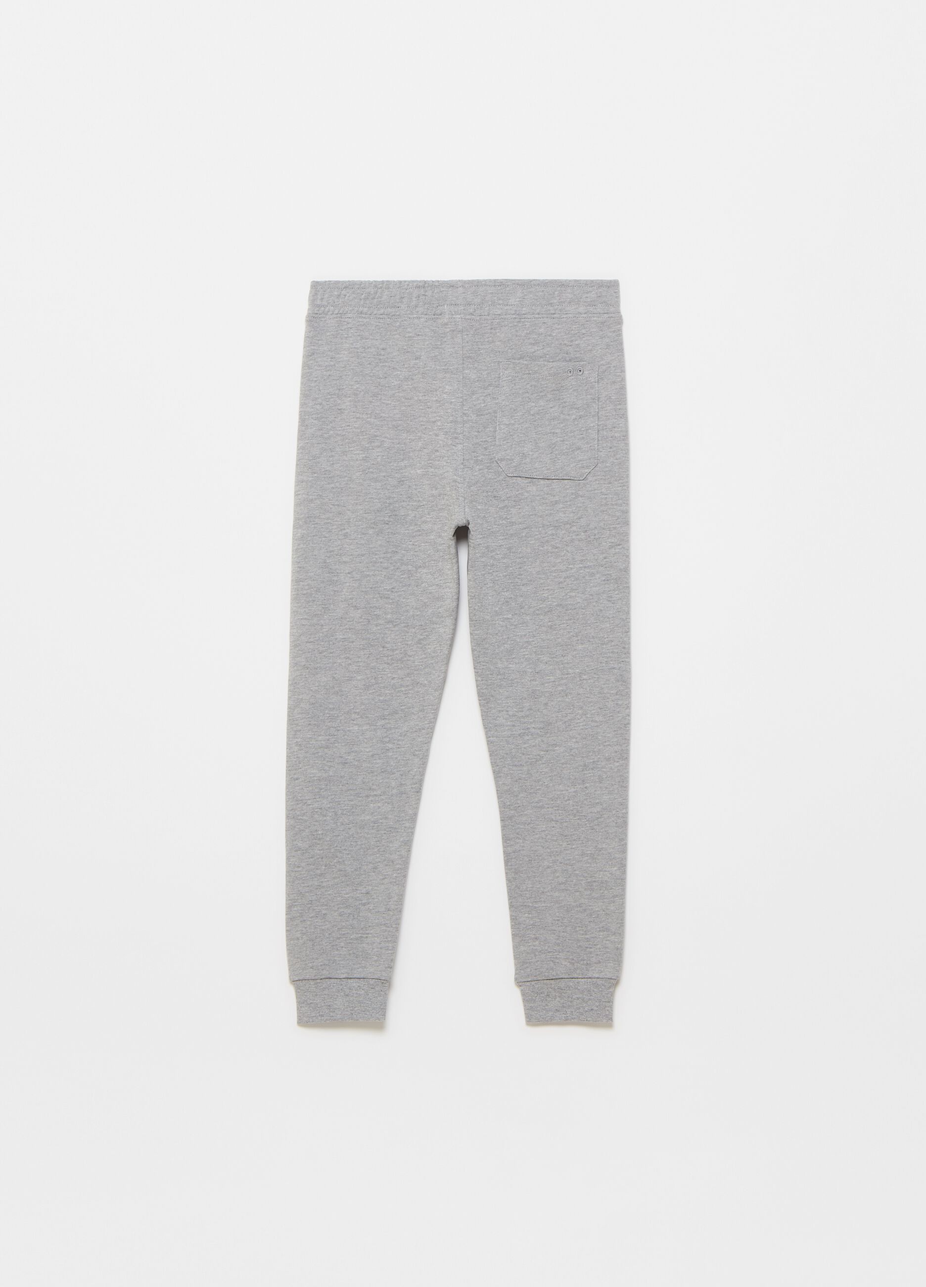 Mélange fleece joggers with print and pockets