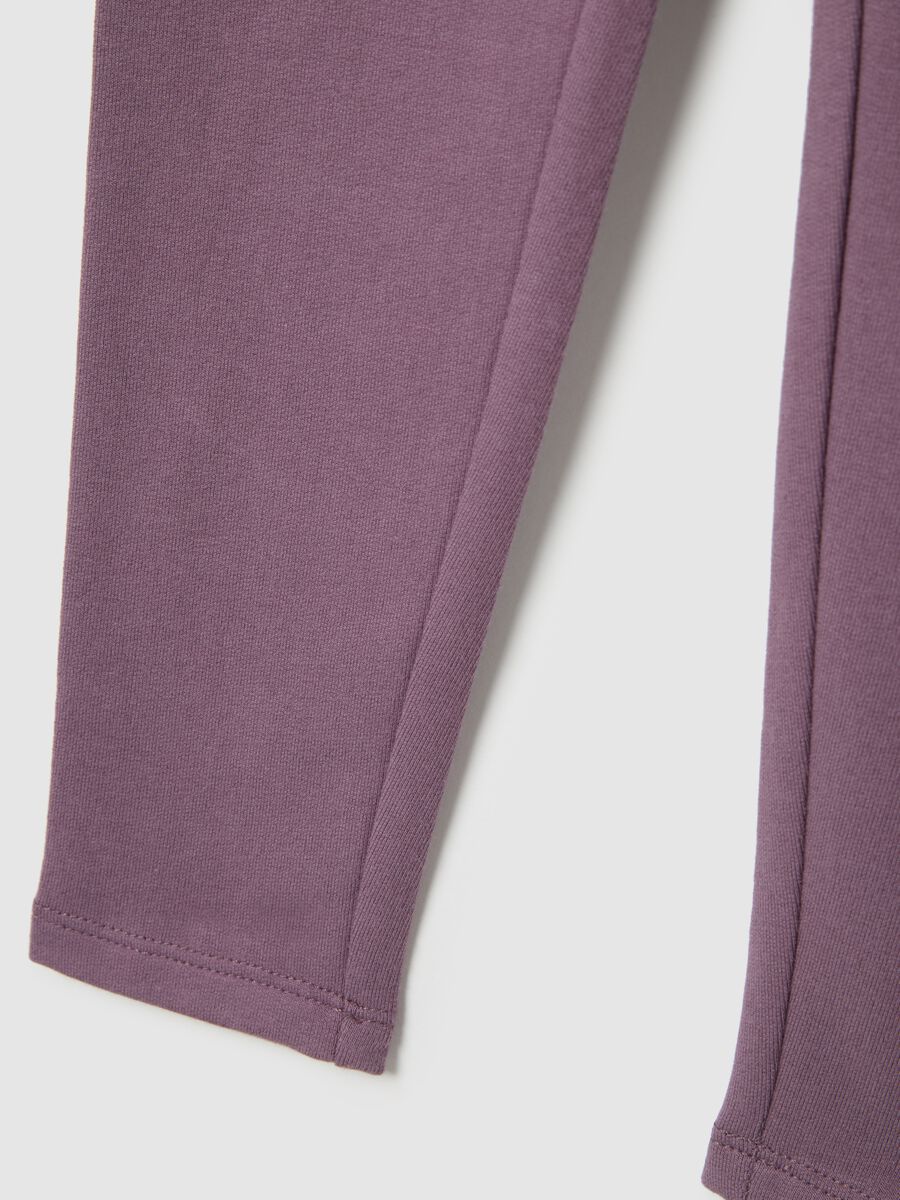 Leggings viola da bambina in cotone elasticizzato vestibilità skinny_3