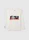 Boys' pure cotton white T-shirt with oversized fit_0