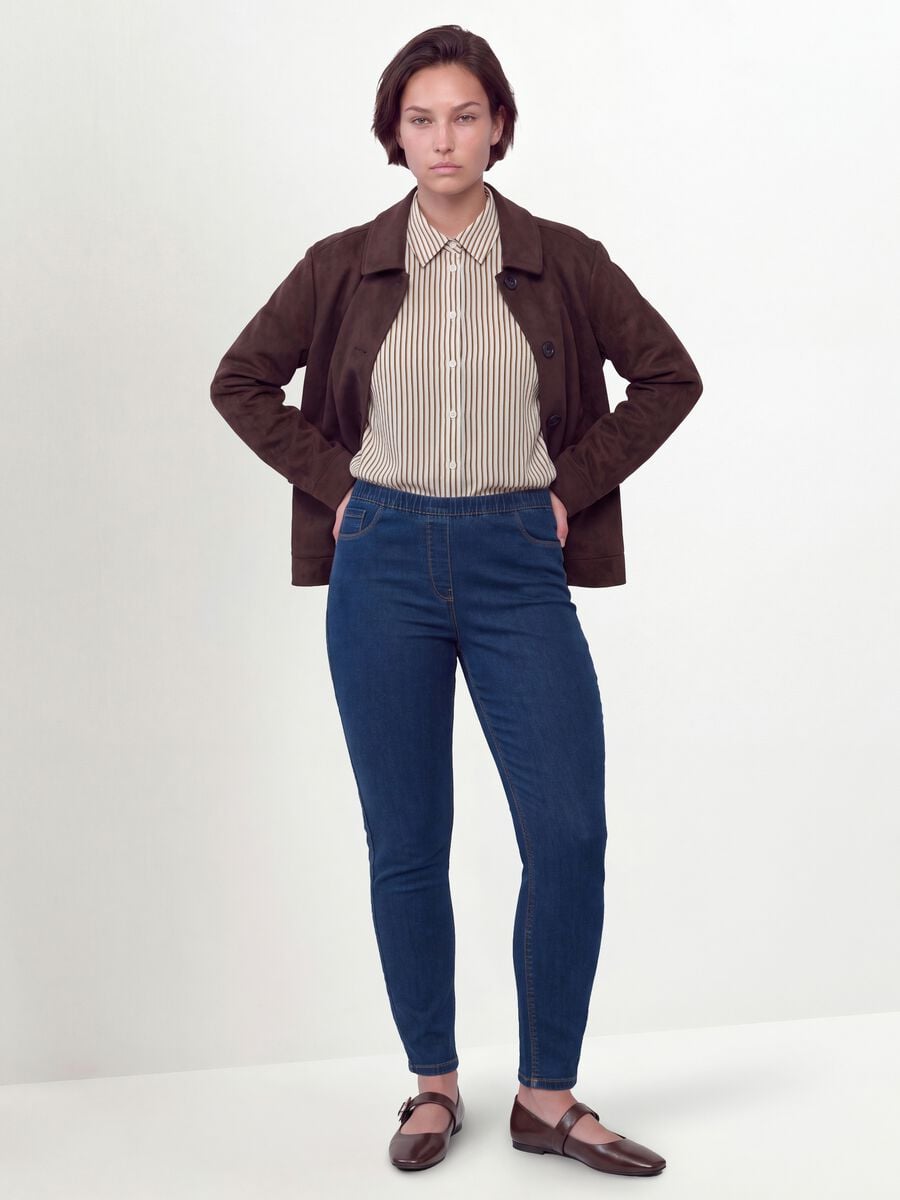 Jeggings blu skinny in cotone e viscosa elasticizzata_0